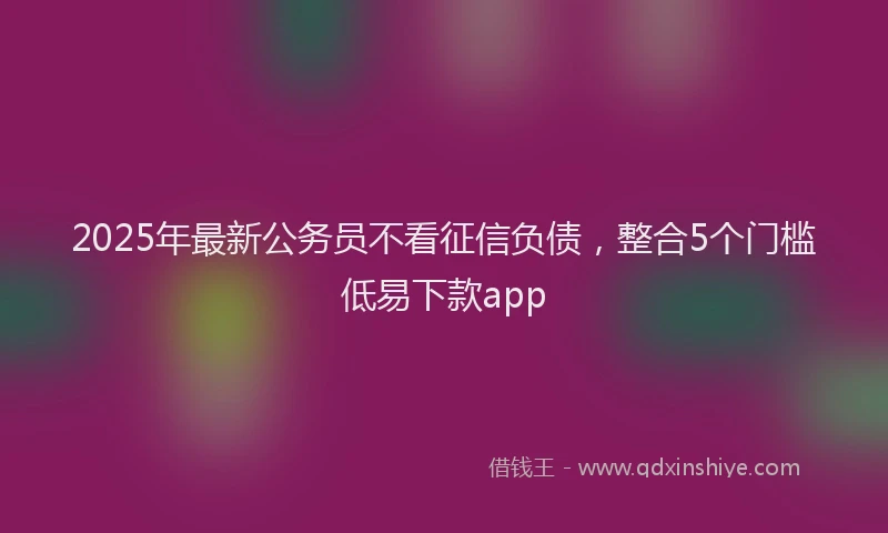 2025年最新公务员不看征信负债，整合5个门槛低易下款app