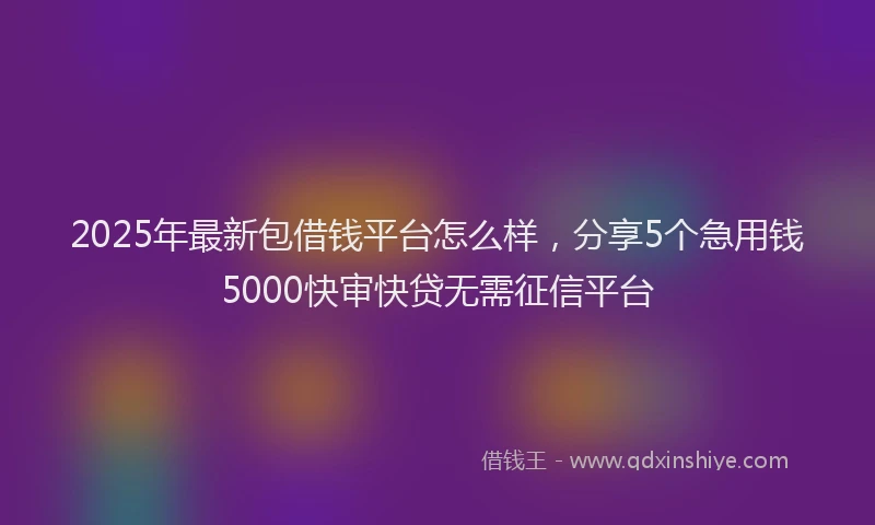 2025年最新包借钱平台怎么样，分享5个急用钱5000快审快贷无需征信平台