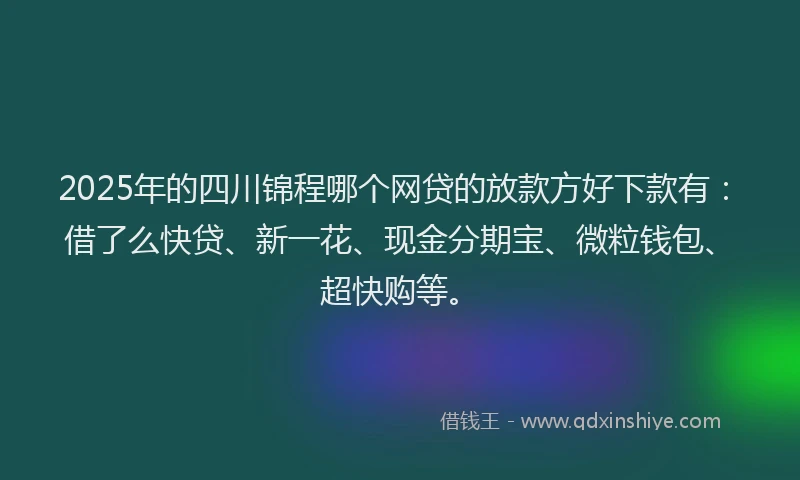 2025年的四川锦程哪个网贷的放款方好下款有：借了么快贷、新一花、现金分期宝、微粒钱包、超快购等。