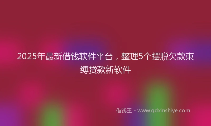 2025年最新借钱软件平台，整理5个摆脱欠款束缚贷款新软件