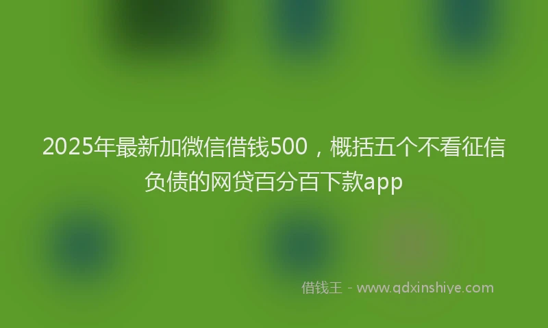 2025年最新加微信借钱500，概括五个不看征信负债的网贷百分百下款app