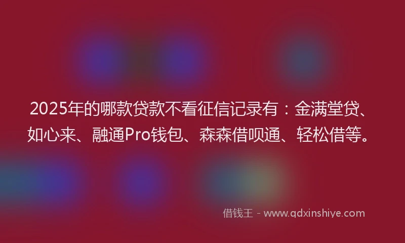 2025年的哪款贷款不看征信记录有：金满堂贷、如心来、融通Pro钱包、森森借呗通、轻松借等。