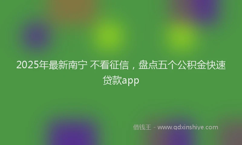2025年最新南宁 不看征信，盘点五个公积金快速贷款app