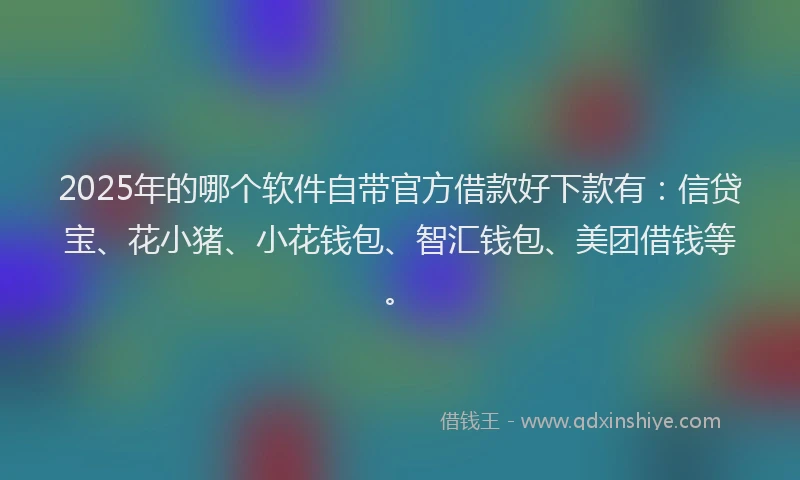 2025年的哪个软件自带官方借款好下款有：信贷宝、花小猪、小花钱包、智汇钱包、美团借钱等。