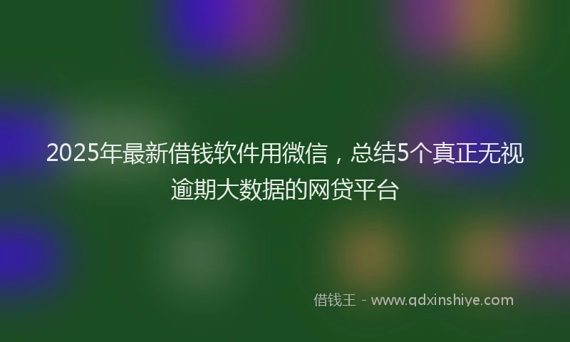 2025年最新借钱软件用微信，总结5个真正无视逾期大数据的网贷平台