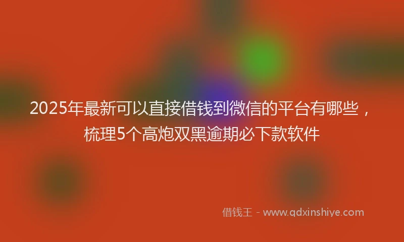 2025年最新可以直接借钱到微信的平台有哪些，梳理5个高炮双黑逾期必下款软件