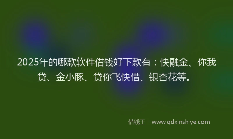 2025年的哪款软件借钱好下款有：快融金、你我贷、金小豚、贷你飞快借、银杏花等。