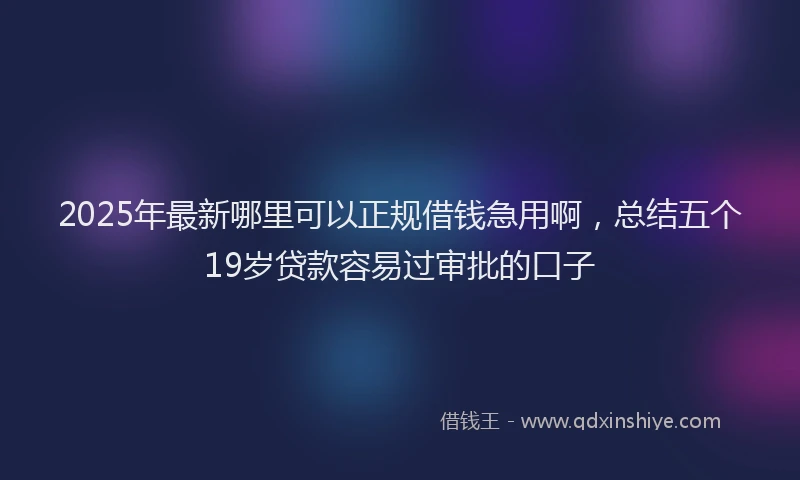2025年最新哪里可以正规借钱急用啊，总结五个19岁贷款容易过审批的口子