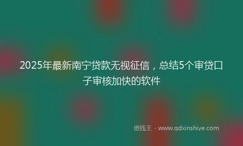 2025年最新南宁贷款无视征信，总结5个审贷口子审核加快的软件