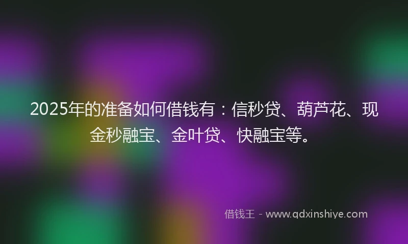 2025年的准备如何借钱有：信秒贷、葫芦花、现金秒融宝、金叶贷、快融宝等。