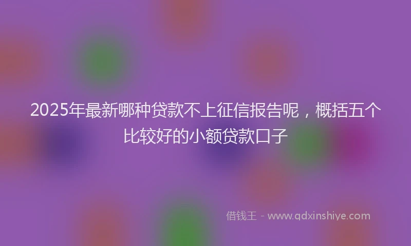 2025年最新哪种贷款不上征信报告呢，概括五个比较好的小额贷款口子