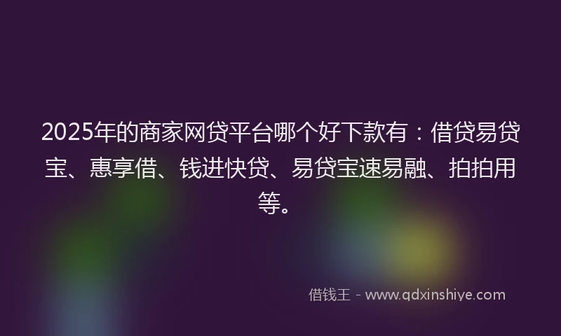 2025年的商家网贷平台哪个好下款有：借贷易贷宝、惠享借、钱进快贷、易贷宝速易融、拍拍用等。