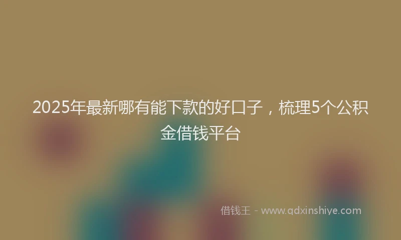 2025年最新哪有能下款的好口子，梳理5个公积金借钱平台