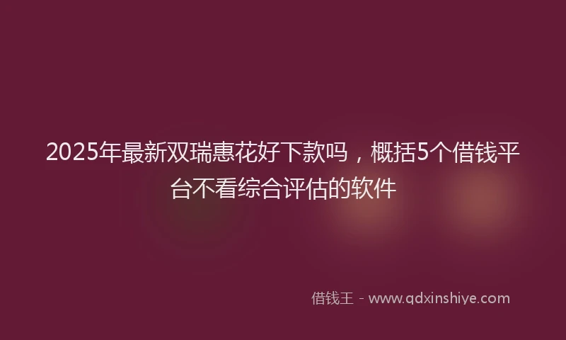 2025年最新双瑞惠花好下款吗，概括5个借钱平台不看综合评估的软件