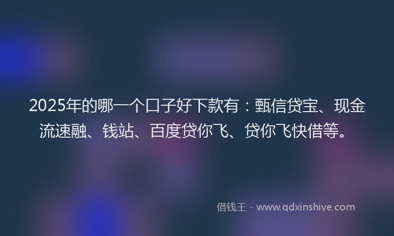 2025年的哪一个口子好下款有：甄信贷宝、现金流速融、钱站、百度贷你飞、贷你飞快借等。