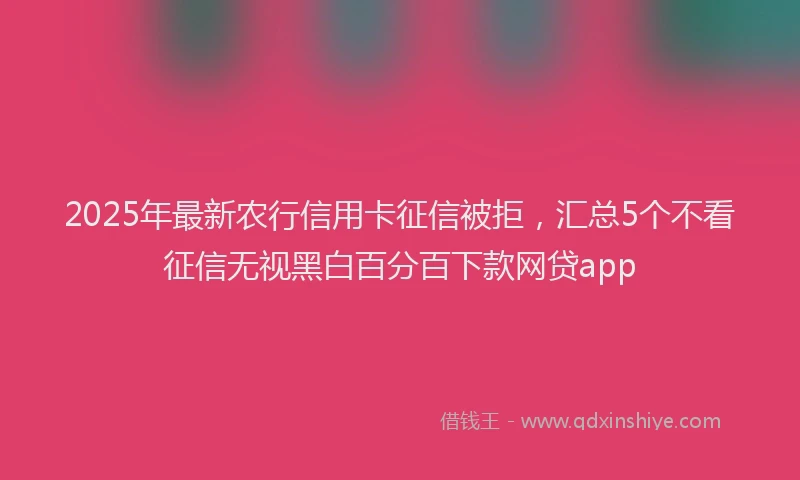 2025年最新农行信用卡征信被拒，汇总5个不看征信无视黑白百分百下款网贷app