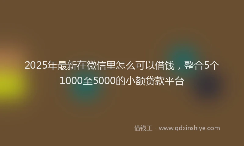 2025年最新在微信里怎么可以借钱，整合5个1000至5000的小额贷款平台