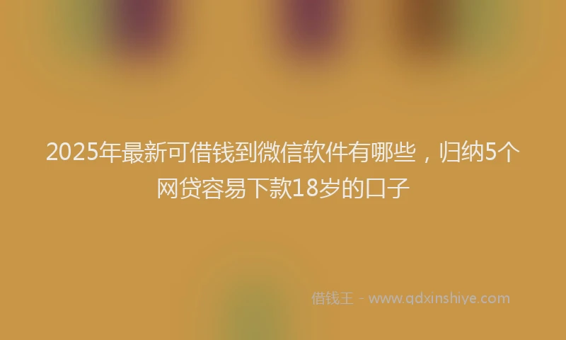 2025年最新可借钱到微信软件有哪些，归纳5个网贷容易下款18岁的口子