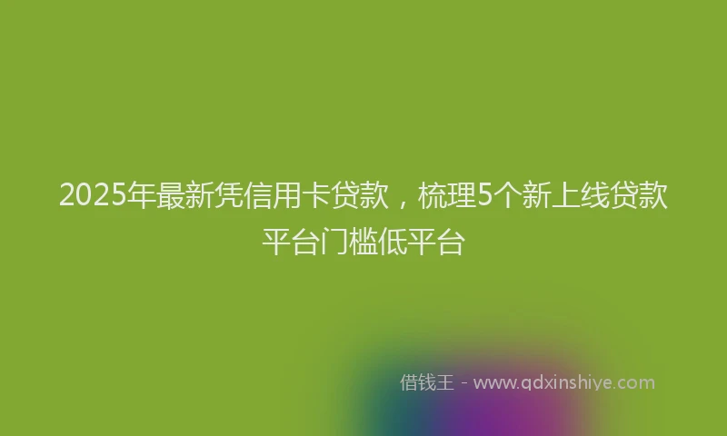 2025年最新凭信用卡贷款，梳理5个新上线贷款平台门槛低平台