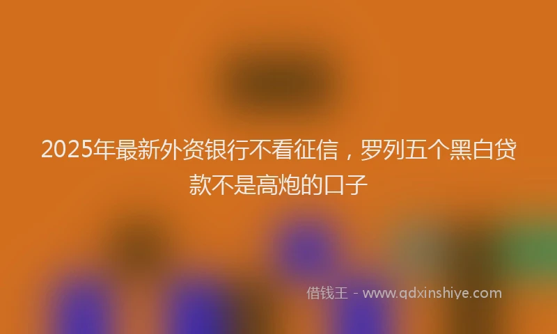 2025年最新外资银行不看征信，罗列五个黑白贷款不是高炮的口子
