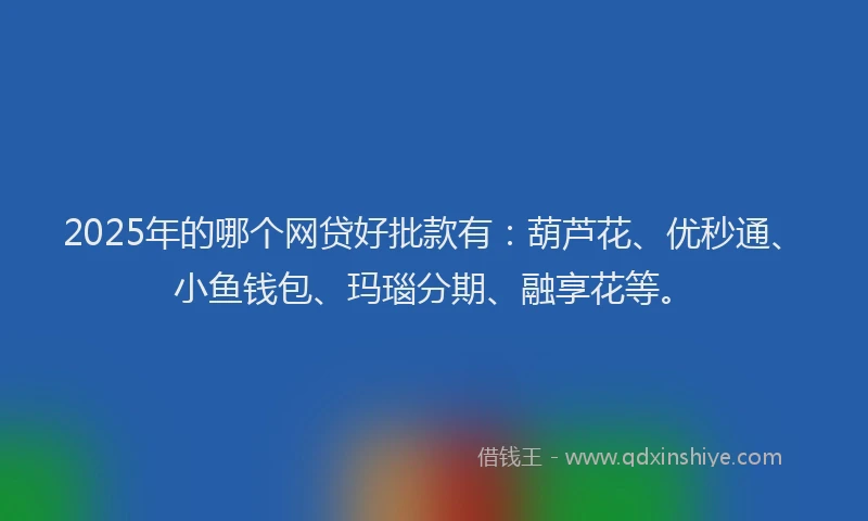2025年的哪个网贷好批款有：葫芦花、优秒通、小鱼钱包、玛瑙分期、融享花等。