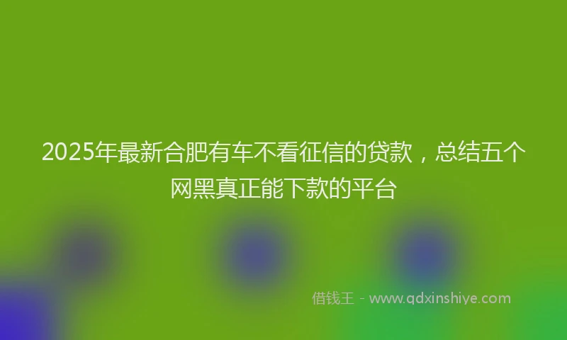 2025年最新合肥有车不看征信的贷款，总结五个网黑真正能下款的平台