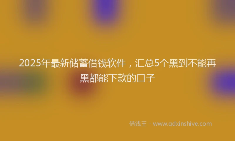 2025年最新储蓄借钱软件，汇总5个黑到不能再黑都能下款的口子