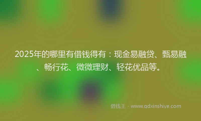 2025年的哪里有借钱得有：现金易融贷、甄易融、畅行花、微微理财、轻花优品等。