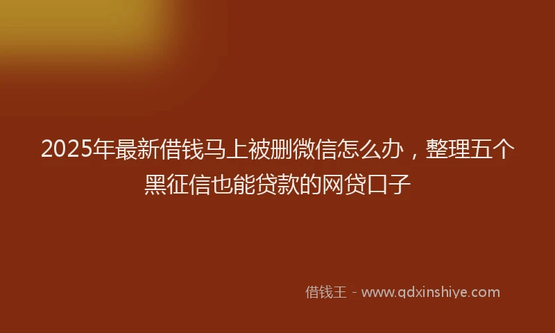 2025年最新借钱马上被删微信怎么办，整理五个黑征信也能贷款的网贷口子