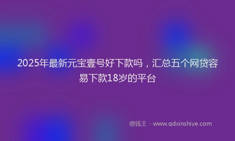 2025年最新元宝壹号好下款吗，汇总五个网贷容易下款18岁的平台