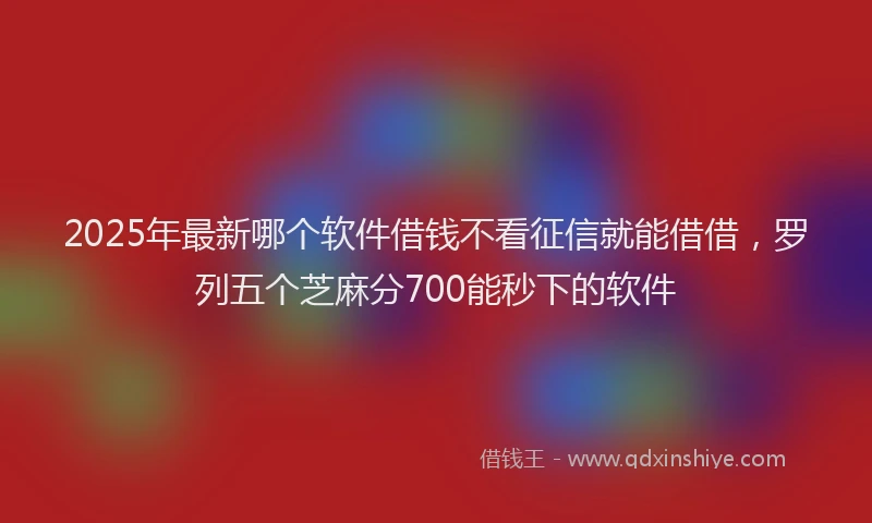 2025年最新哪个软件借钱不看征信就能借借，罗列五个芝麻分700能秒下的软件