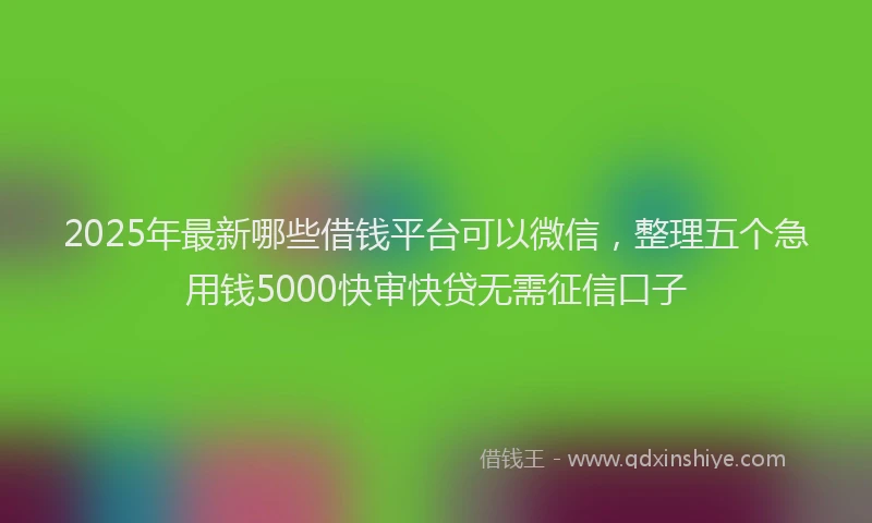 2025年最新哪些借钱平台可以微信，整理五个急用钱5000快审快贷无需征信口子