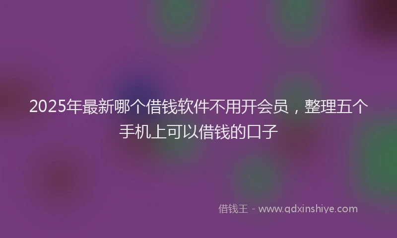 2025年最新哪个借钱软件不用开会员，整理五个手机上可以借钱的口子