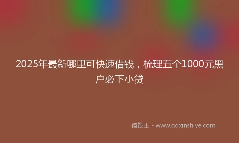 2025年最新哪里可快速借钱，梳理五个1000元黑户必下小贷