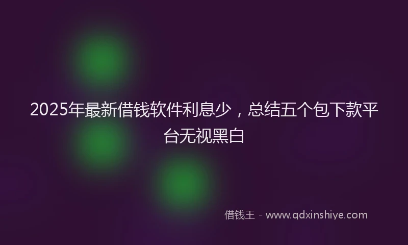 2025年最新借钱软件利息少，总结五个包下款平台无视黑白