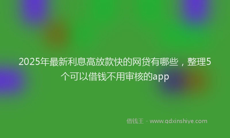 2025年最新利息高放款快的网贷有哪些，整理5个可以借钱不用审核的app