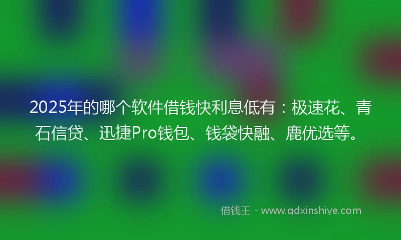 2025年的哪个软件借钱快利息低有：极速花、青石信贷、迅捷Pro钱包、钱袋快融、鹿优选等。