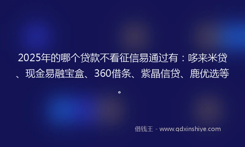2025年的哪个贷款不看征信易通过有：哆来米贷、现金易融宝盒、360借条、紫晶信贷、鹿优选等。