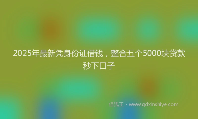 2025年最新凭身份证借钱，整合五个5000块贷款秒下口子
