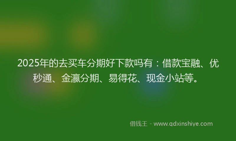 2025年的去买车分期好下款吗有：借款宝融、优秒通、金瀛分期、易得花、现金小站等。