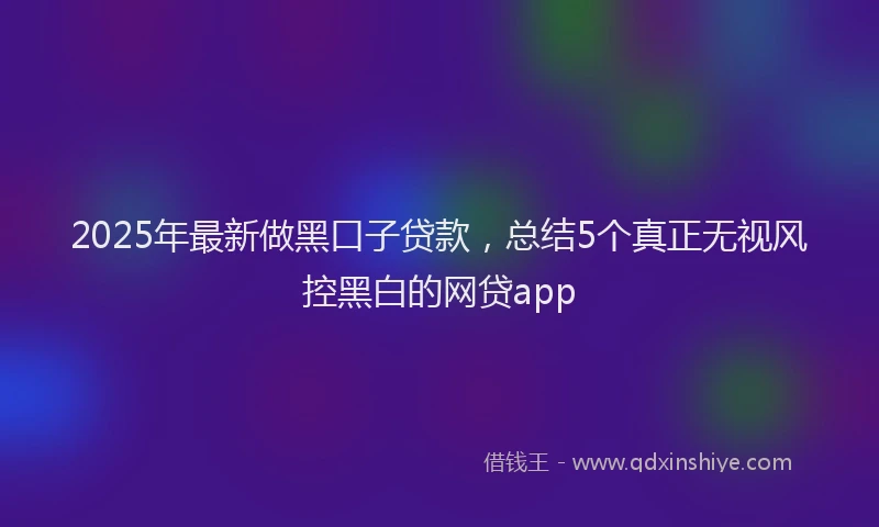2025年最新做黑口子贷款，总结5个真正无视风控黑白的网贷app