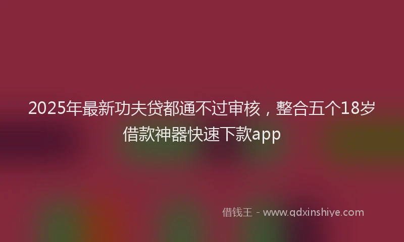 2025年最新功夫贷都通不过审核，整合五个18岁借款神器快速下款app