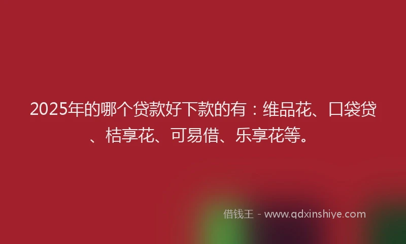2025年的哪个贷款好下款的有：维品花、口袋贷、桔享花、可易借、乐享花等。