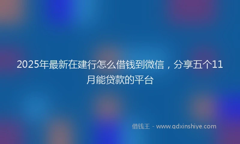 2025年最新在建行怎么借钱到微信，分享五个11月能贷款的平台