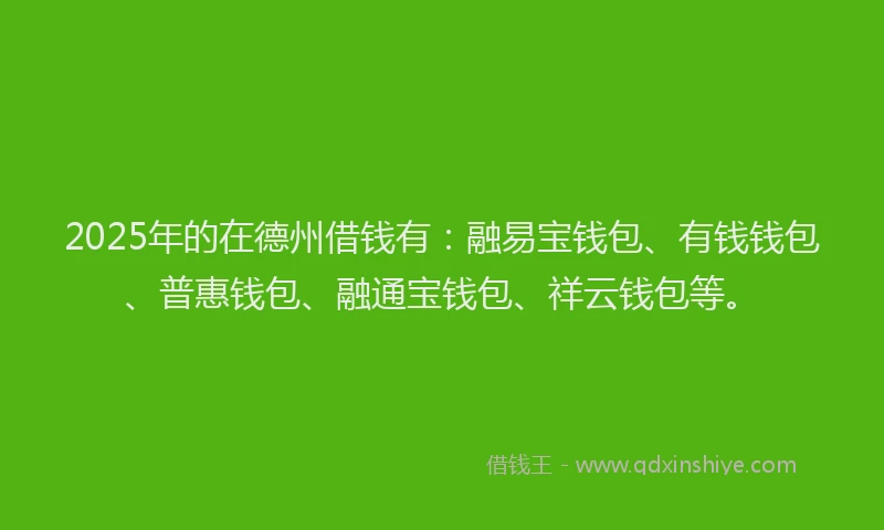 2025年的在德州借钱有：融易宝钱包、有钱钱包、普惠钱包、融通宝钱包、祥云钱包等。