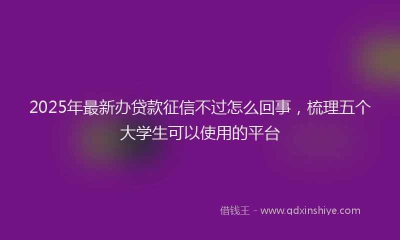 2025年最新办贷款征信不过怎么回事，梳理五个大学生可以使用的平台