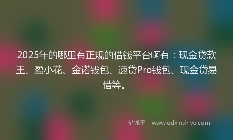 2025年的哪里有正规的借钱平台啊有：现金贷款王、盈小花、金诺钱包、速贷Pro钱包、现金贷易借等。