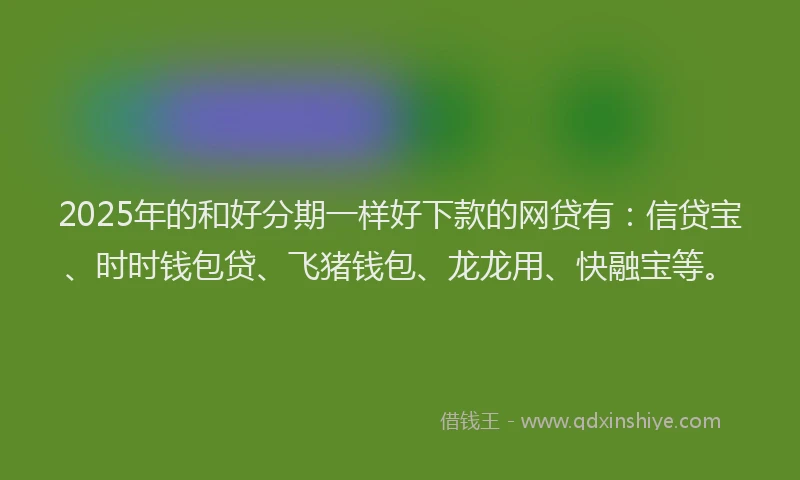 2025年的和好分期一样好下款的网贷有：信贷宝、时时钱包贷、飞猪钱包、龙龙用、快融宝等。