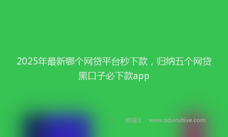 2025年最新哪个网贷平台秒下款，归纳五个网贷黑口子必下款app