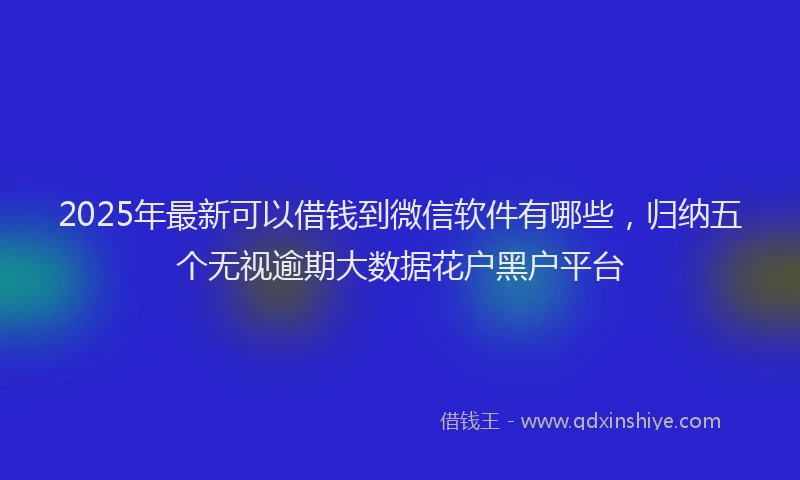 2025年最新可以借钱到微信软件有哪些，归纳五个无视逾期大数据花户黑户平台